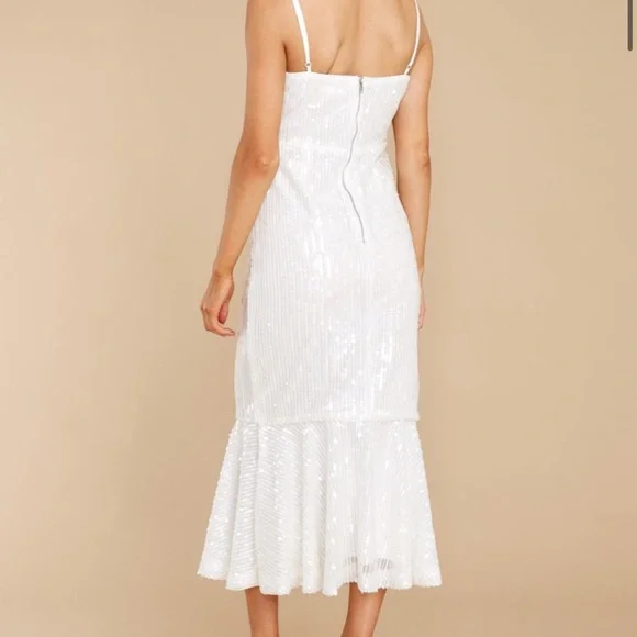 Red Dress White Sequin Dress Lulu’s Medium - Picture 3 of 8